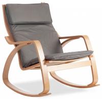 Кресло-качалка mod. AX3005 дерево береза, ткань: полиэстер/хлопок, 61х94,5х104 см, дерево: натуральный #1/ ткань светло-серая 2. Фото №1