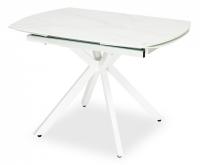 Стол RIDGE (mod. 8068) металл/стекло, 120-180/80/75см, белый мрамор/белый. Фото №1