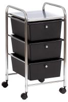 Столик c 3 ящиками для хранения  NY-3296-3 металл/пластик, 33*39*65 см, хром/черный фото Столик c 3 ящиками для хранения  NY-3296-3 металл/пластик, 33*39*65 см, хром/черный. Фото №1