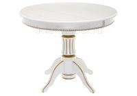 Стол деревянный Павия 130 молочный с золотой патиной. Фото №1