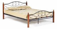 Кровать AT-822 Wood slat base дерево гевея/металл, 160*200 см (Queen bed), красный дуб/черный
