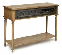 Консоль Secret De Maison AURORA ( mod. TAB 18-18) красное дерево/металл, 117х40х80см, античный дуб, ткань кремовая. Фото №1