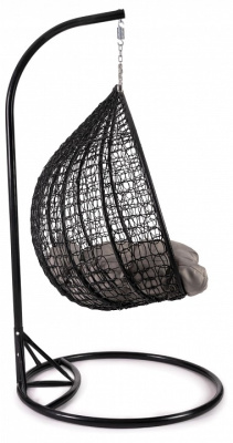 Кресло подвесное (mod. SC-007) с подушкой Металл/Искусственный ротанг, стойка:137х115х200м корзина:137х72х124см, стойка:черный,корзина:черны. Фото