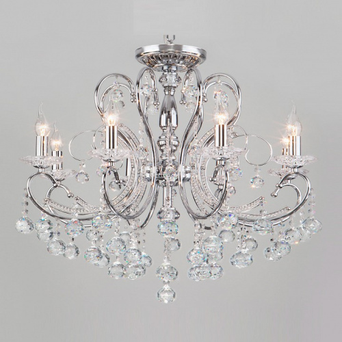 Подвесная люстра Eurosvet Collana 10096/8 хром/прозрачный хрусталь Strotskis. Фото №1