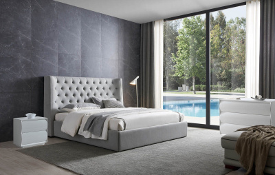 Кровать GC1726 серая с ящиком для белья. Фото №4