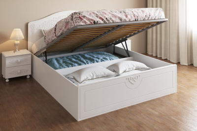 кровать АС-30 (1600*2000) Ассоль с ламелями и п/м белое дерево фото кровать АС-30 (1600*2000) Ассоль с ламелями и п/м белое дерево. Фото