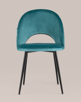 Стул Меган велюр с ромбами сине-зеленый. Фото