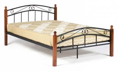 Кровать AT-8077 Wood slat base дерево гевея/металл, 140*200 см (Double bed), красный дуб/черный фото Кровать AT-8077 Wood slat base дерево гевея/металл, 140*200 см (Double bed), красный дуб/черный. Фото №2
