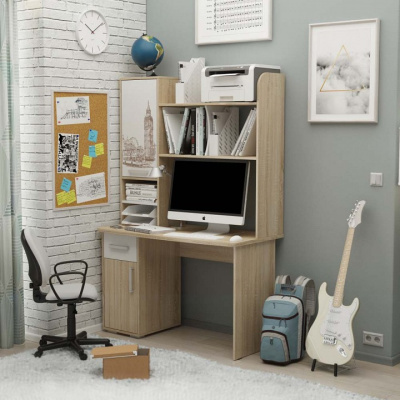 Лайт-1 НадстройкаСтола компьютерного 1200 дуб сонома/белый. Фото