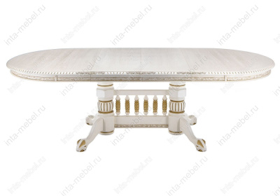 Стол деревянный Кантри молочный с золотой патиной. Фото