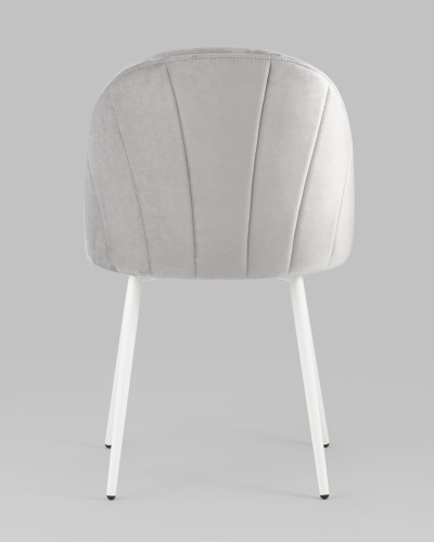 Стул Логан велюр светло-серый белые ножки. Фото №6