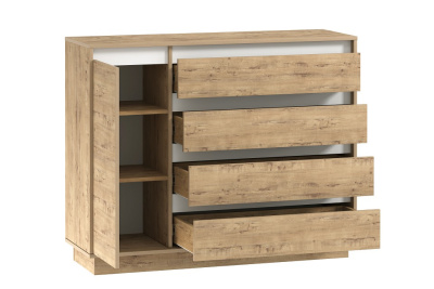 Комод Virginia НМ 011.01, Белый Скандинавский/Дуб Бунратти фото Комод Virginia НМ 011.01, Белый Скандинавский/Дуб Бунратти. Фото №2