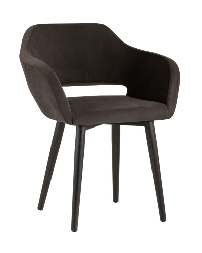 Стул с подлокотниками Саймон велюр темно-коричневый. Фото №2