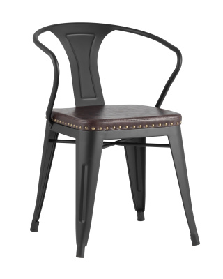 Стул TOLIX ARMS SOFT с подлокотниками черный матовый. Фото