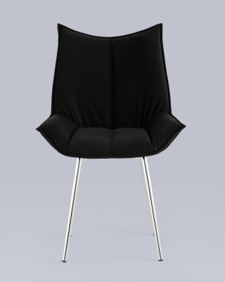 Стул Осло велюр черный ножки хромированные. Фото