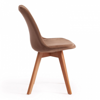 Стул Secret De Maison TULIP SOFT (mod. 74) / / 1 шт. в упаковке вельвет/дерево , 54 х 47 х 83 см , коричневый (HLR11)/натуральный. Фото