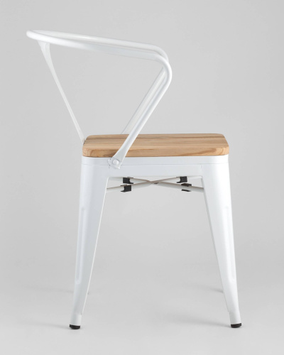 Стул TOLIX ARM WOOD с подлокотниками белый. Фото №5