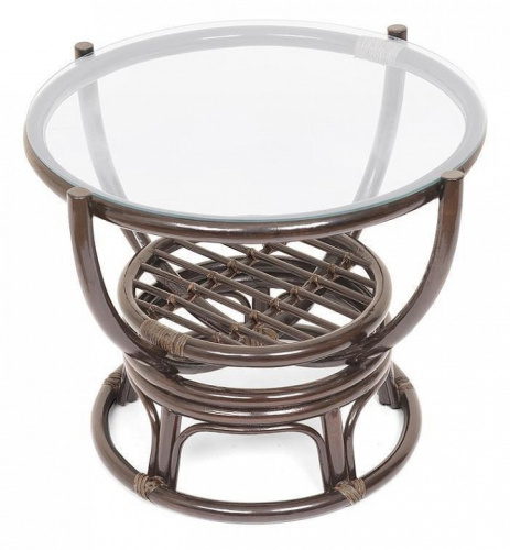 Столик журнальный со стеклом BENOA 5005 орех (walnut). Фото №1