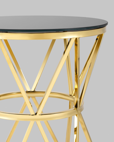 Журнальный стол 50*50 ВИВА золото стекло черное. Фото №6