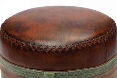 Пуф Secret De Maison CHAPELLE ( mod. M-6400 )  металл/кожа буйвола/ткань хлопок, 46 хD36см, коричневый, ткань: винтаж. Фото №2