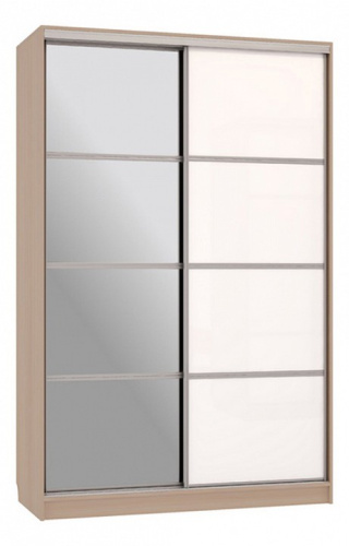 Гранд 2-600 с зеркалом (полки справа) дуб млечный/белый. Фото №1