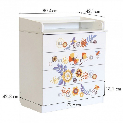 Комод пеленальный Polini kids Simple 1580 Прогулка, белый. Фото №5