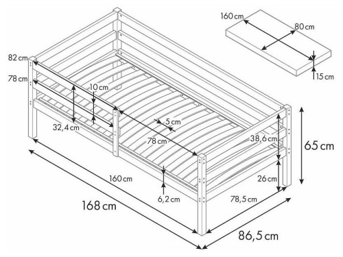Кровать Polini Kids Simple, коричневый. Фото №11