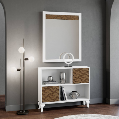 Узкая тумба NORA 3009.4 Blanco/Cedro. Фото №2