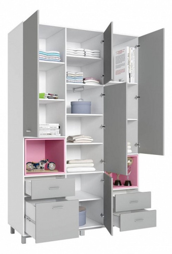 Шкаф комбинированный Polini kids Mirum 2335, серый. Фото №3