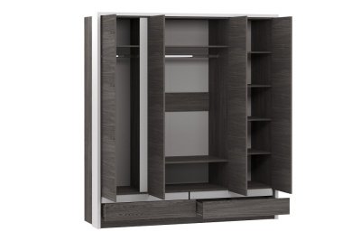 Шкаф комбинированный Virginia НМ 011.51, Белый Скандинавский/Ясень Анкор темный. Фото