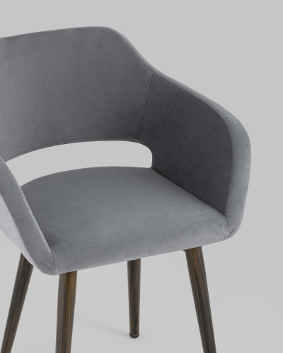 Стул с подлокотниками Саймон велюр тёмно-серый. Фото №9