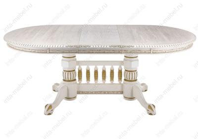 Стол деревянный Кантри молочный с золотой патиной. Фото